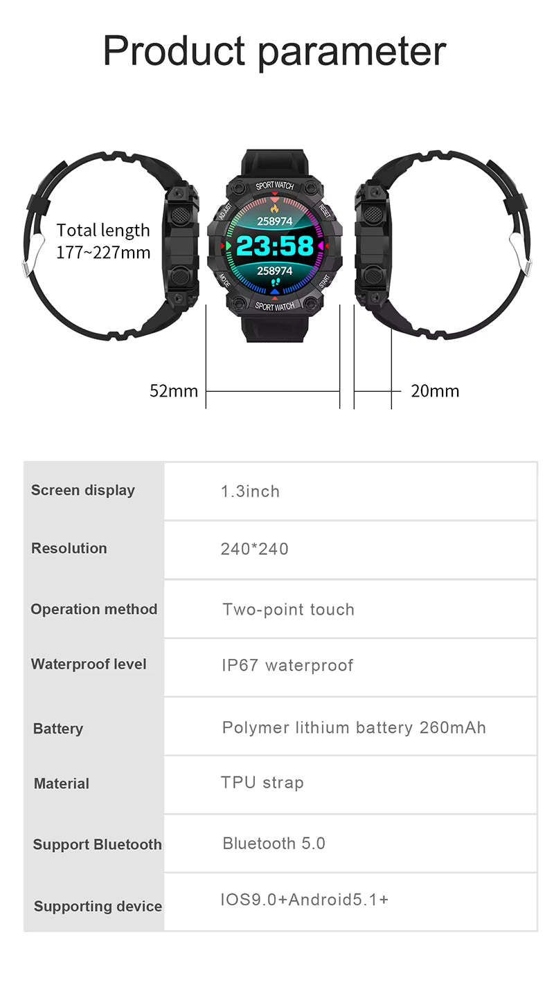 ⌚ Smartwatch FD68 Pro - Reloj Inteligente Deportivo Pantalla Táctil IP67 Resistente Agua