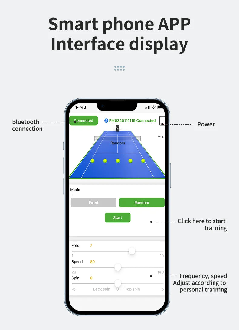 Máquina Lanzapelotas Tenis PUSUN PT-Mini Pro - Control App Smart 65+ Pelotas - Regalo Perfecto Navidad Tenistas