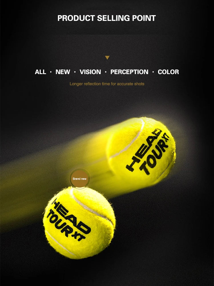HEAD Tour XT Professional Tennis Balls - Tube of 3 High-Resistance Competition Balls