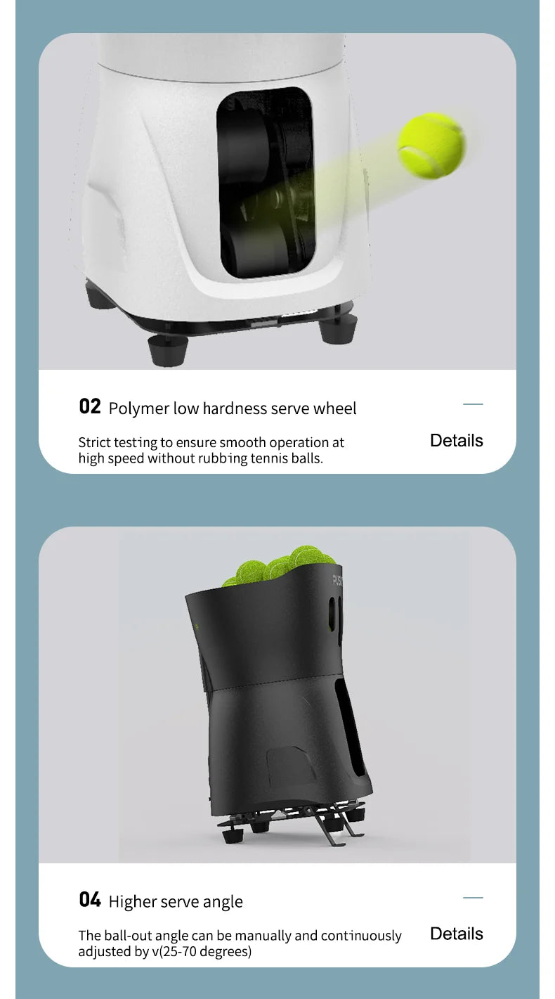 Máquina Lanzapelotas Tenis PUSUN PT-Mini Pro - Control App Smart 65+ Pelotas - Regalo Perfecto Navidad Tenistas