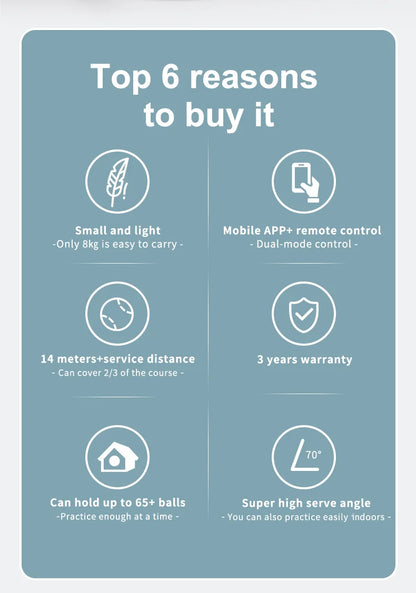 Máquina Lanzapelotas Tenis PUSUN PT-Mini Pro - Control App Smart 65+ Pelotas - Regalo Perfecto Navidad Tenistas