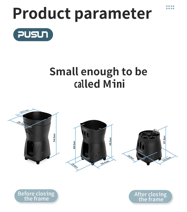 Máquina Lanzapelotas Tenis PUSUN PT-Mini Pro - Control App Smart 65+ Pelotas - Regalo Perfecto Navidad Tenistas