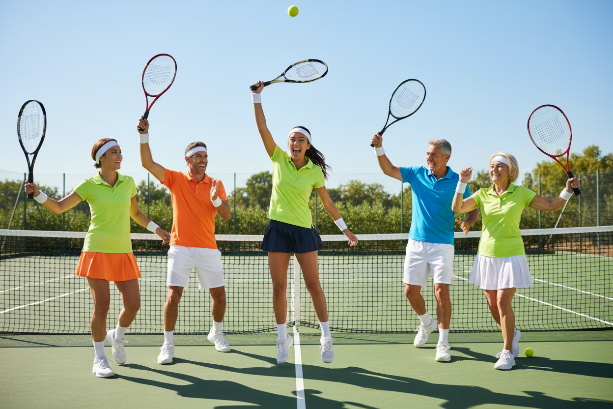 grupo de amigos tenistas