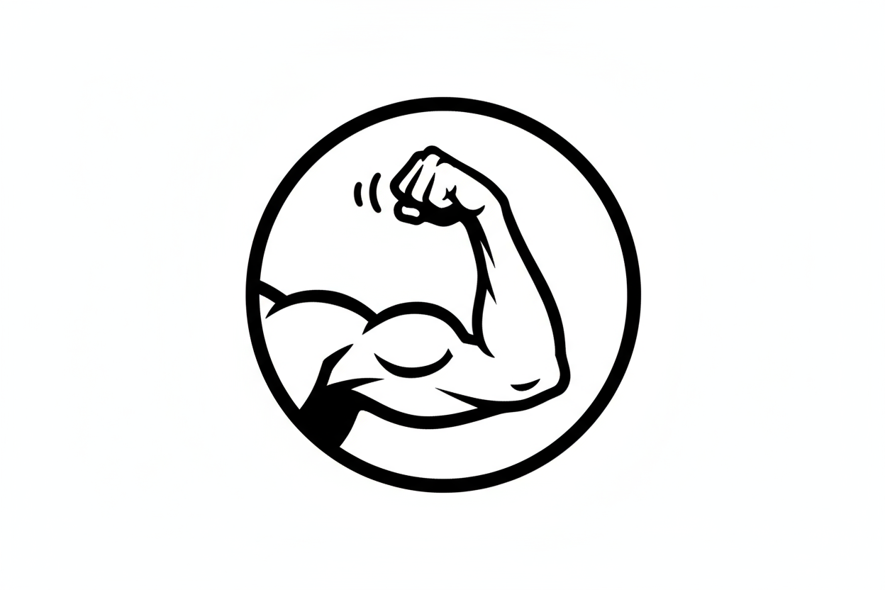 un emoji de fuerza blnco y negro fondo blanco